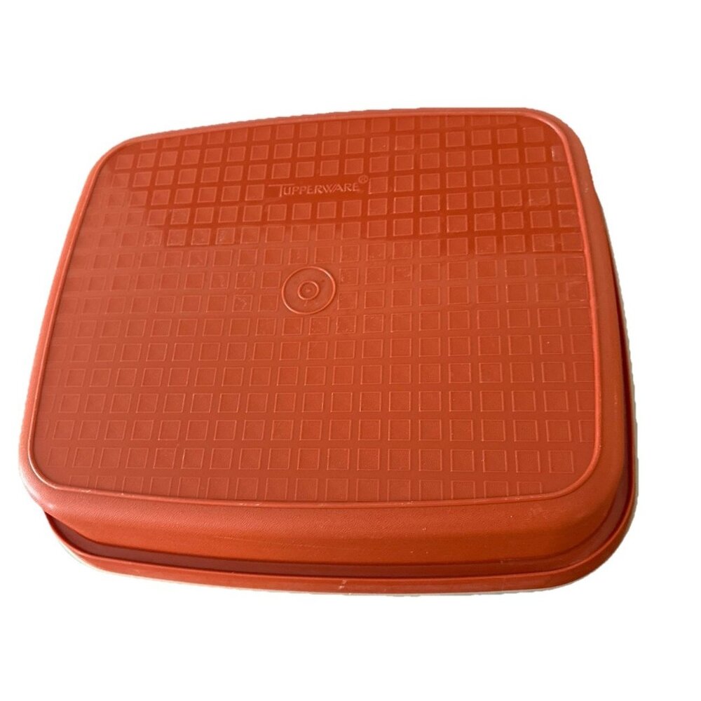 VTG Tupperware Lg Marinade Meat Tenderizer Container Paprika Red #1294-6 + Lid